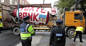 The scene outside Leinster House yesterday.