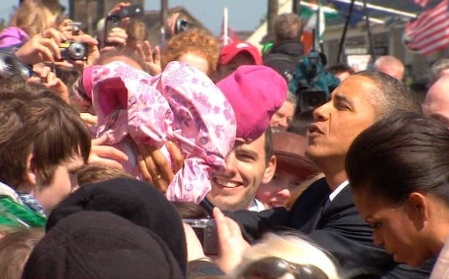 A presidential kiss for one lucky toddler.