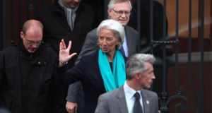 Christine Lagarde arriving at a court in Paris. Picture: AP