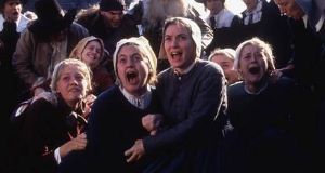 Winona Ryder in The Crucible: subjecting pregnant women to assessment by six doctors smacks of the Salem witch trials.