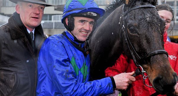 Ruby Walsh with Hurricane Fly and trainer Willie Mullins in the winners enclosure after winning the BHP Insurance Irish Champion Hurdle today. Picture: Sportsfile