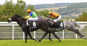 Illustrious Blue ridden by Jim Crowley (left) wins the Artemis Goodwood Cup. Illustrious Blue ridden by Jim Crowley (left) wins the Artemis Goodwood Cup.