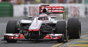 Jenson Button during first practice in Melbourne Jenson Button during first practice in Melbourne