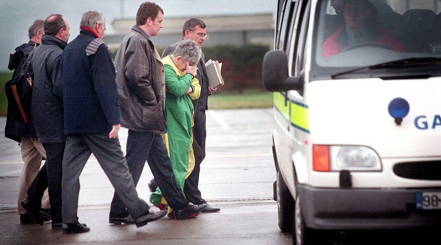 John Gilligan in garda custody in Baldonnel after he was extradited from Britain in March.