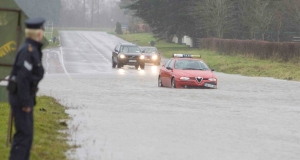 Flooding on the Dublin Road (R445) outside Newbridge in Co Kildare. Picture: PHOTOCALL