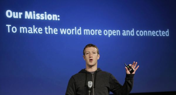 Facebook CEO Mark Zuckerberg unveils a new look for the social network's News Feed at Facebook headquarters in Menlo Park, California last week. Picture: AP Photo/Jeff Chiu 