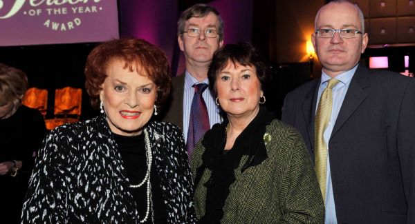 Maureen O Hara, with Donal Deasy, Carolyn Murphy and Frank N McCarthy, CEO of the Maureen O Hara Foundation, at the Cork Person of the Year awards lunch 2010