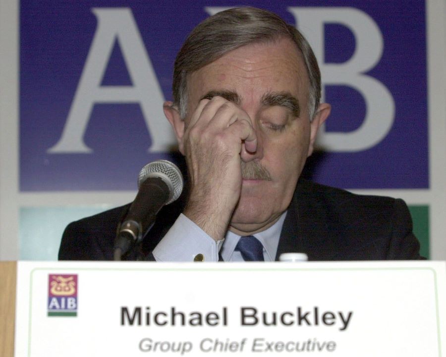 AIB group chief executive Michael Buckley announces the action to be taken as a result of fraudulent trading by Allfirst trader John Rusnak.
