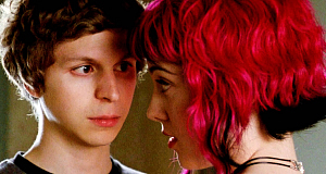 Michael Cera as Scott Pilgrim with Mary Elizabeth Winstead in the film.