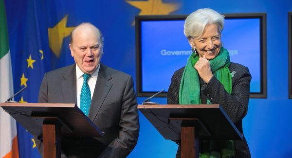 Minister for Finance Michael Noonan and IMF managing director  Christine Lagarde at a press briefing at Government Buildings, Dublin. Picture: Gareth Chaney