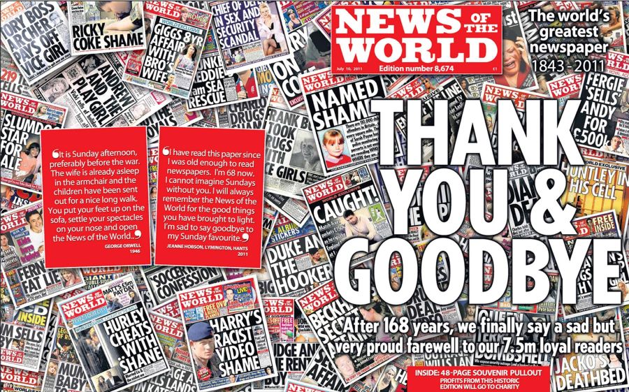 The final edition of the News of the World