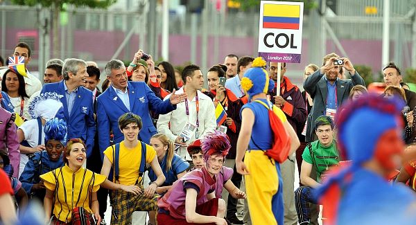 The ecene at the Olympic Village today.