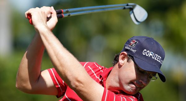 SEEING DOUBLE: Padraig Harrington takes a practice swing before the second round of the  Cadillac Golf Championship in Doral, Florida yesterday. Picture: AP