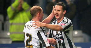 Newcastle Uniteds Peter Lovenkrands celebrates scoring his side’s third goal of the game. Newcastle Uniteds Peter Lovenkrands celebrates scoring his side’s third goal of the game.