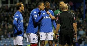 Portsmouths Hassan Yebda (2nd left) argues with the officials on the touchline after he is shown a red card during the Barclays Premier league match at Fratton Park, Portsmouth. Pic: PA Portsmouths Hassan Yebda (2nd left) argues with the officials on the touchline after he is shown a red card during the Barclays Premier league match at Fratton Park, Portsmouth. Pic: PA