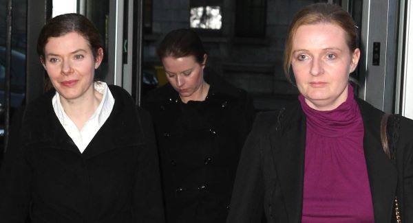 Sean Quinn's daughters Collette, Aoife and Ciara leaving the Commercial Court in Dublin today.Picture: PA