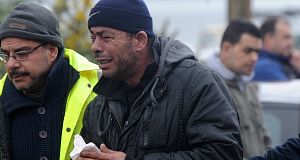 A distraught Mohammad, the father of  Egyptian Fisherman Saied Ali Eldin, whose body was recovered in Glandore Harbour today. Pic: Des Barry