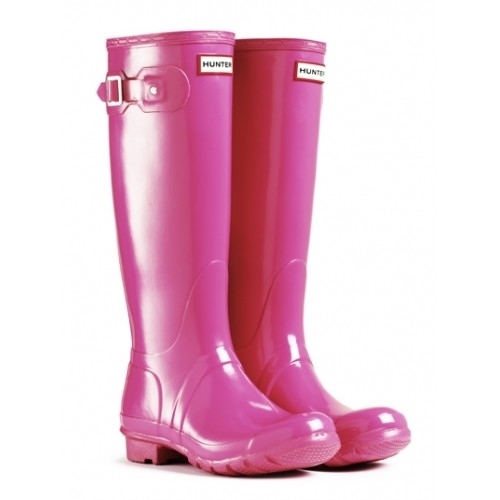 Hunter Original tall fuchsia pink gloss wellingtons, Hunter-boot.com €60.11