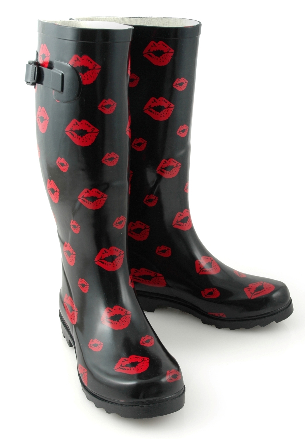 Funky black and red lips wellingtons, Wellies.ie €30