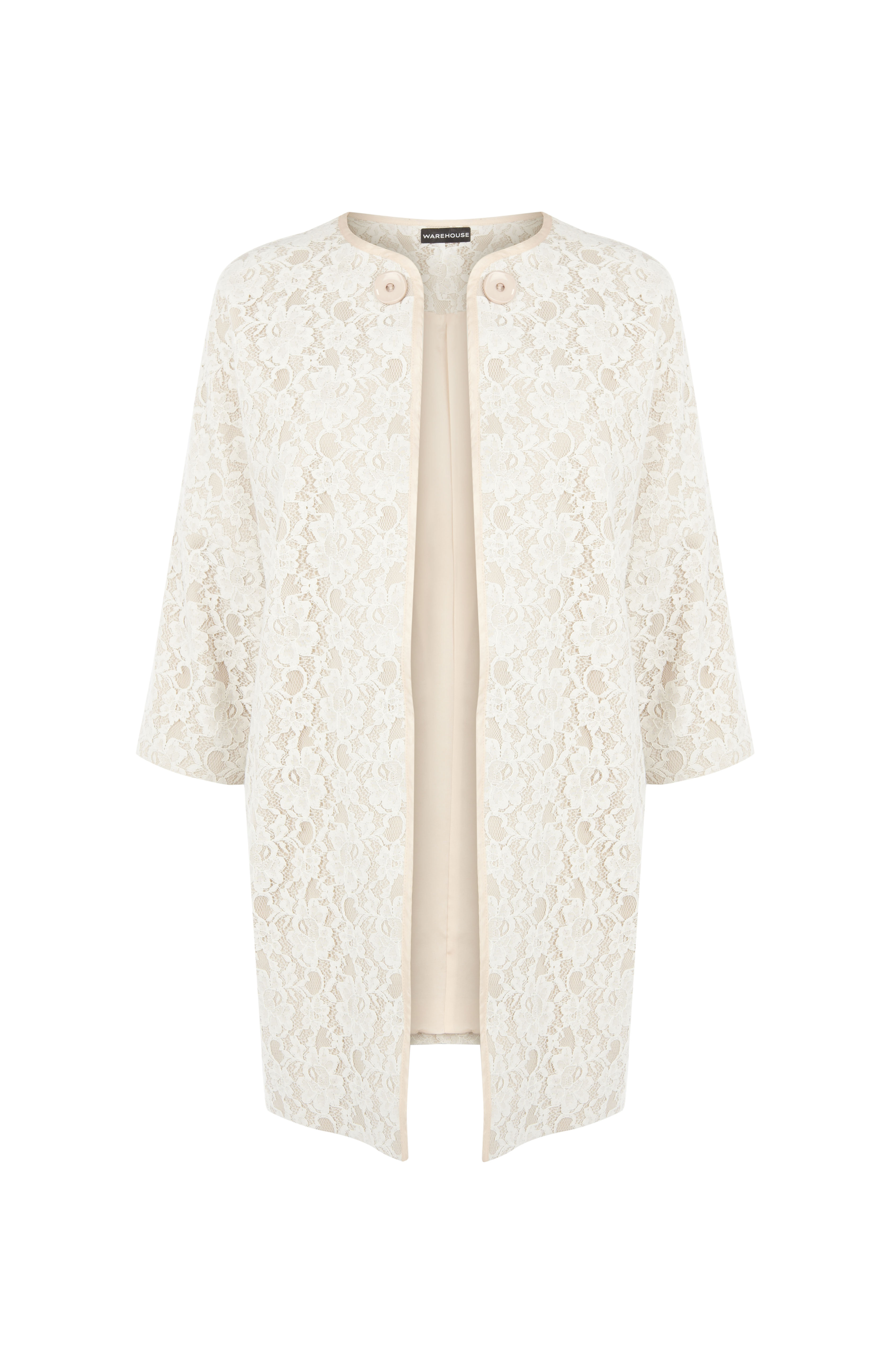 Lace collarless coat, Warehouse €117