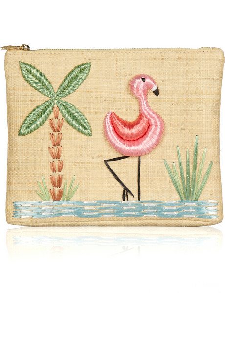 Charlotte Olympia flamingo raffia clutch, Net-a-Porter.com €340